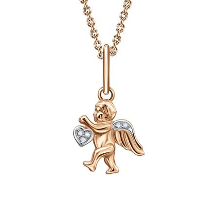 Золотая подвеска Ангел с фианитами