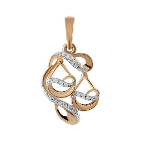 Золотая подвеска с фианитами со знаком зодиака Весы