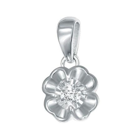 Золотая подвеска с бриллиантом и алмазной гранью с родированием