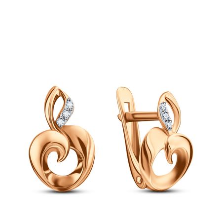 Золотые детские серьги Яблоко с фианитами