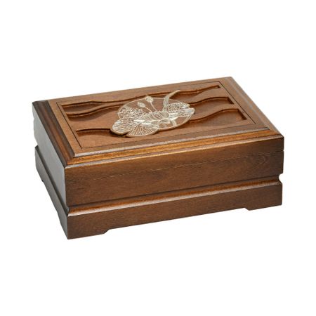 Деревянная шкатулка для ювелирных украшений Кувшинки, 17х12 см деревянная резная аппликация runbazef ок
