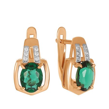 Серьги из золота с кварцем и фианитами