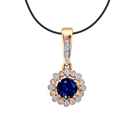 Золотая подвеска с сапфиром и бриллиантами