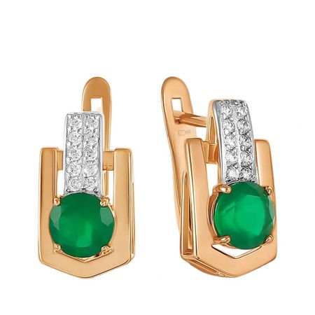 Серьги из золота с агатами и фианитами