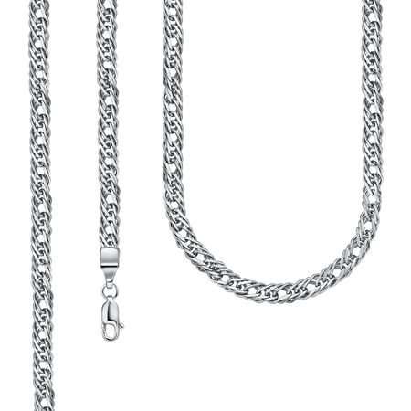 Серебряная цепочка Тройной ромб с родированием