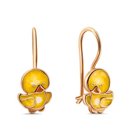 Золотые детские серьги Цыпленок с эмалью антун крингс цыпленок лёня или таинственное исчезновение