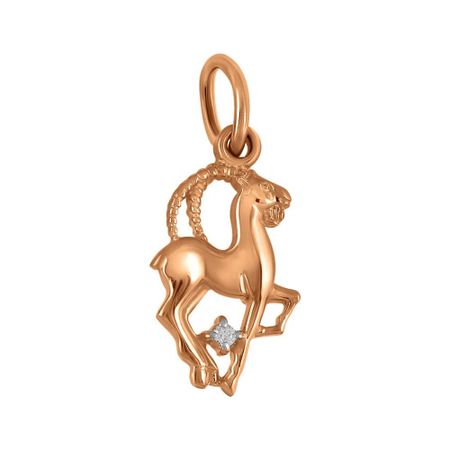 Золотая подвеска с фианитом со знаком зодиака Козерог