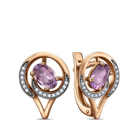 Золотые серьги с аметистами и бриллиантами