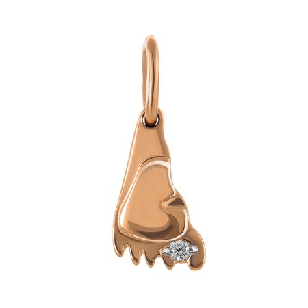 Золотая детская подвеска Пяточка с фианитом