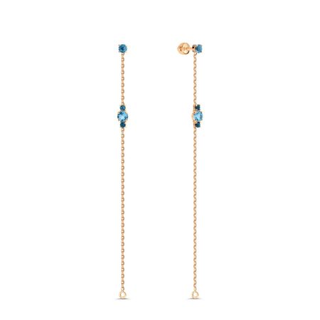 Золотые серьги с топазами Swiss и London топазами