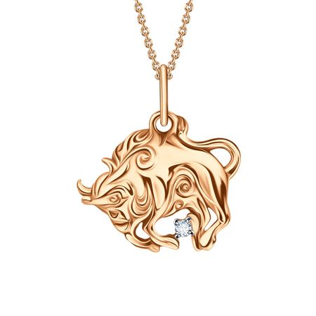 Золотая подвеска с фианитом со знаком зодиака Телец