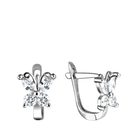 Серебряные серьги Бабочка с фианитами и родированием мебельные петли naierdi мини бабочка бронзовые золотые серебряные 30 шт