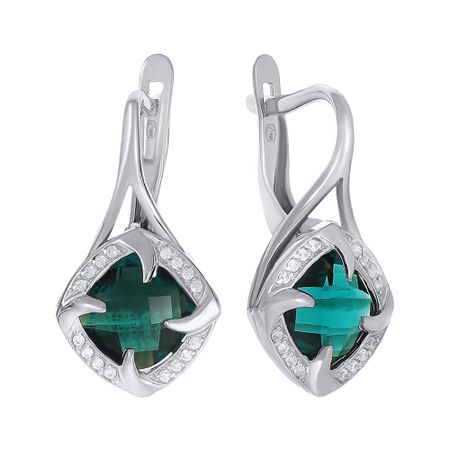 Серьги из серебра с алпанитами и фианитами