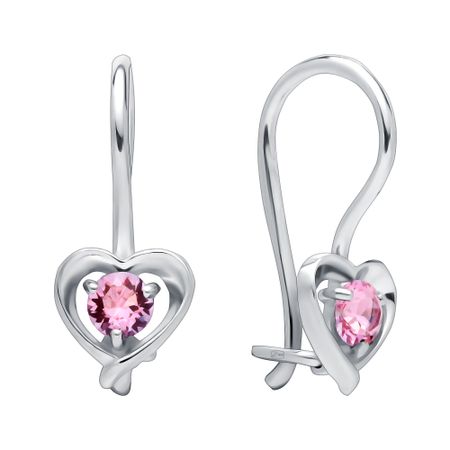 Серебряные детские серьги с ювелирными кристаллами и родированием