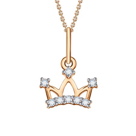 Золотая детская подвеска Корона с фианитами