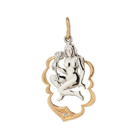 Золотая подвеска с фианитом со знаком зодиака Дева