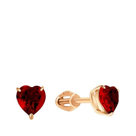 Серьги-пусеты TALANT Сердце из золота с гранатом