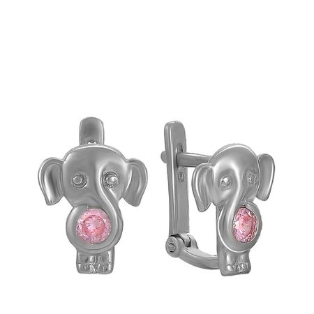 Серьги детские Слон из серебра с фианитами украшения слон синего а из смолы