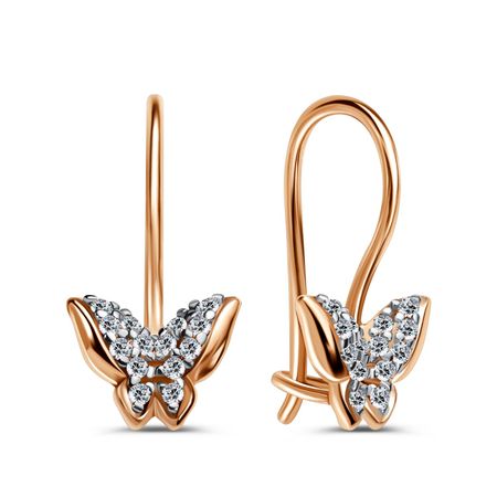 Золотые детские серьги Бабочка с фианитами мебельные петли naierdi мини бабочка бронзовые золотые серебряные 30 шт