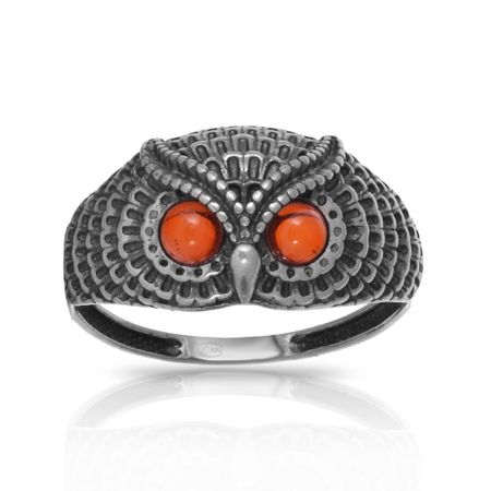 Кольцо Сова из серебра с янтарем значок i love books сова с книгой металл 12 08599 965