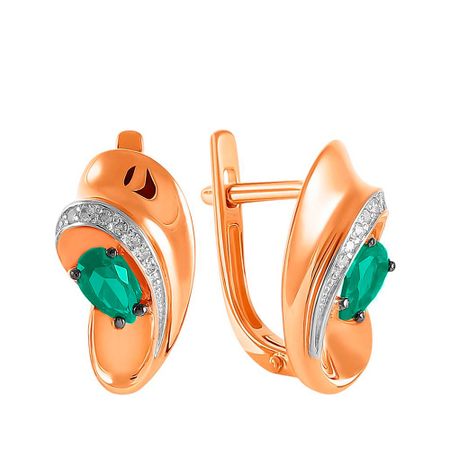 Золотые серьги c изумрудами и бриллиантами с чернением и родированием