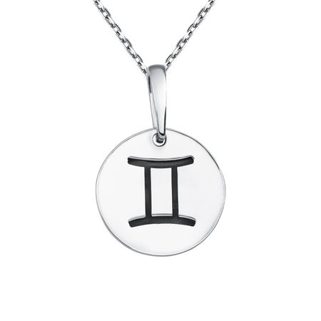 Серебряная подвеска с чернением со знаком зодиака Близнецы