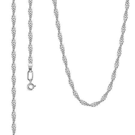 Серебряная цепочка Сингапур с алмазной гранью и родированием