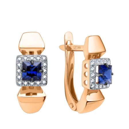 Золотые серьги с сапфирами и бриллиантами