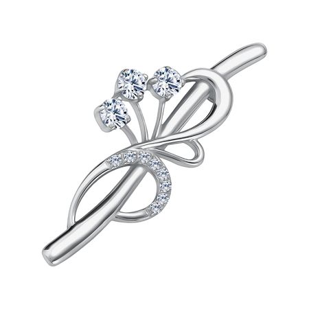 Серебряная булавка с фианитами и родированием