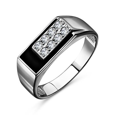 Серебряная печатка с эмалью и фианитами