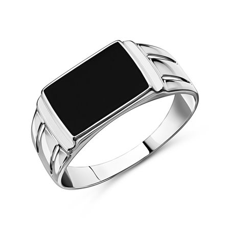 Серебряная печатка с эмалью и родированием