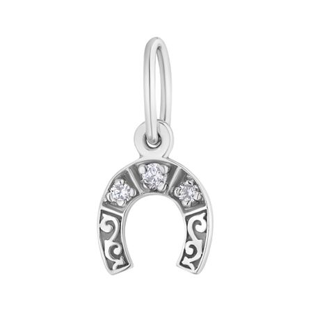 Серебряная подвеска Подкова с фианитами и родированием