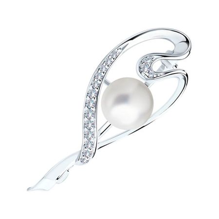 Брошь SOKOLOV из серебра с жемчугом и фианитами