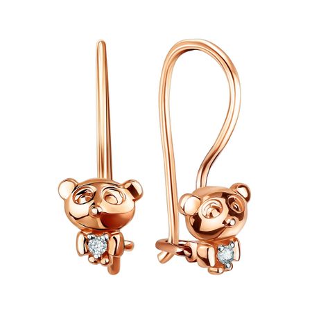 Золотые детские серьги с бриллиантами и родированием