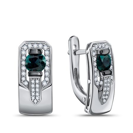 Золотые серьги с сапфирами и бриллиантами с черным родированием