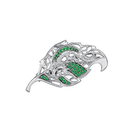 Серебряная брошь с фианитами и родированием для вышивания бисером klart брошь клубника