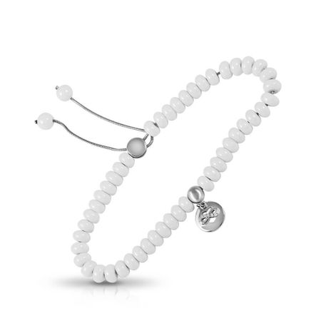 Серебряный браслет с керамикой и фианитами с родированием