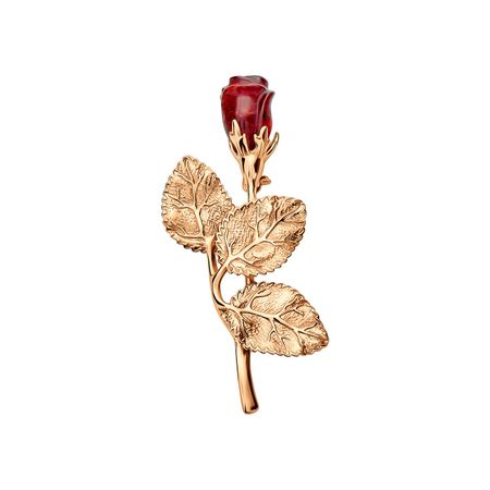 Серебряная брошь с янтарем и позолотой