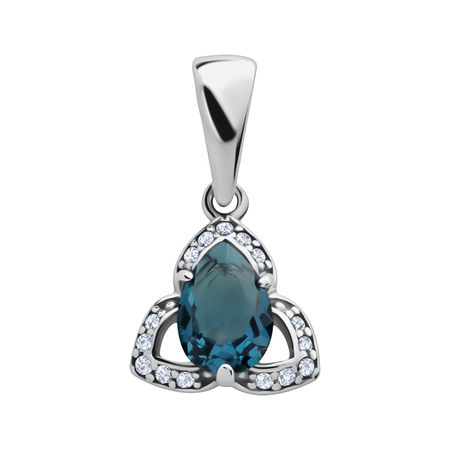 Серебряная подвеска с London топазом и фианитами с родированием