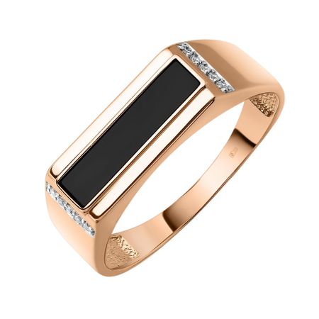 Кольцо-печатка из золота с фианитами