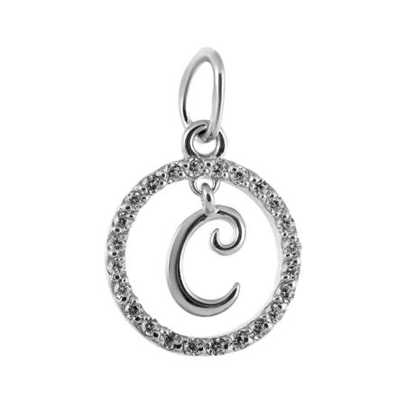 Подвеска буква С из серебра с фианитами