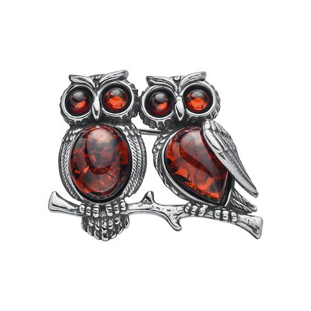 Серебряная брошь с янтарем и чернением для вышивания бисером klart брошь клубника