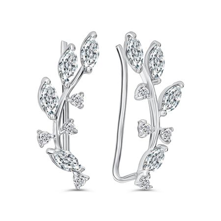 Серьги-каффы из серебра с фианитами