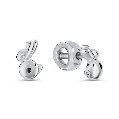 Серебряные детские серьги Заяц с родированием роман георгиевич заяц валерий эдуардович бутвиловский владимир витольдович давыдов биология для абитуриентов