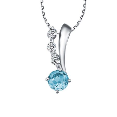 Серебряная подвеска с топазом и фианитами с родированием