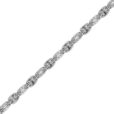 Серебряный браслет Ролекс с фианитами и родированием