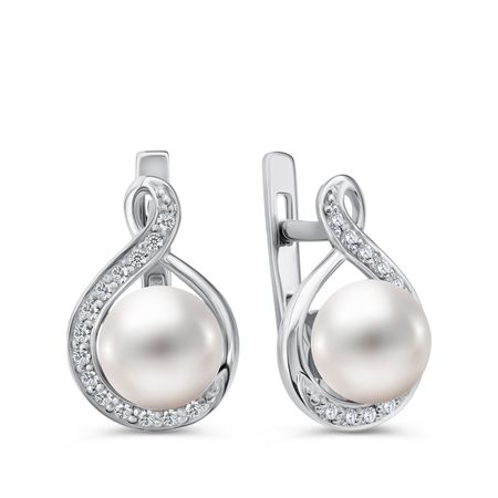 Серебряные серьги с жемчугом и фианитами серебряные кольца для салфеток с жемчугом из 12 штук