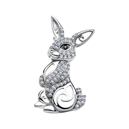 Серебряная брошь Заяц с фианитами и черным родированием роман георгиевич заяц валерий эдуардович бутвиловский владимир витольдович давыдов биология для абитуриентов