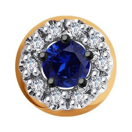 Золотая подвеска с сапфиром и бриллиантами с родированием