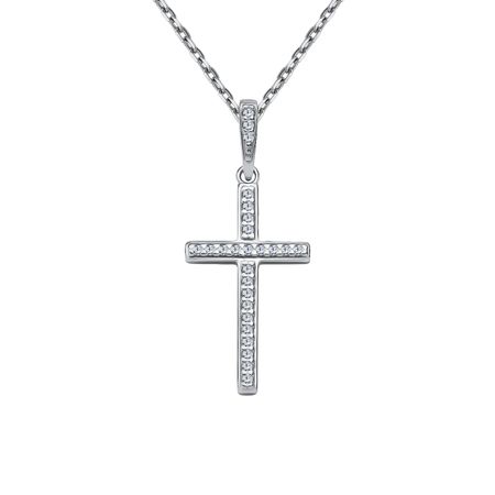 Серебряная подвеска Крест с фианитами
